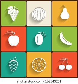 Vector fruits flat icon set