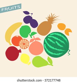 Vector fruits. Healthy lifestyle illustration for print, web