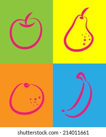 vector fruits icon set
