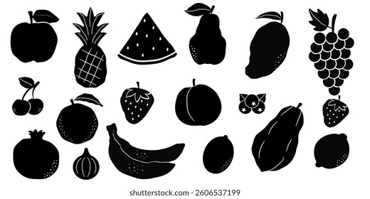 Vector fruits icon set isolated on white background	
