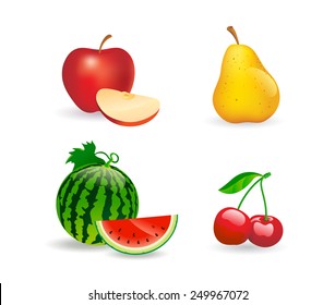 Vector fruits illustrations set.