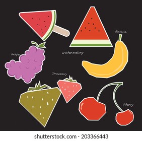 vector fruits isolated on black 