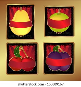 Vector fruits labels set