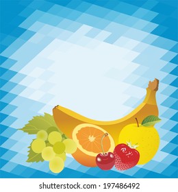 vector fruits on abstract mosaic background