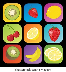 vector fruits on colorful background