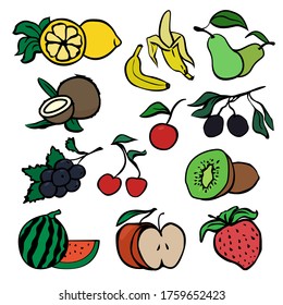 Vector fruits pack icons set