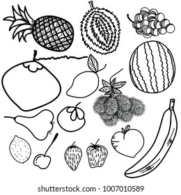 Vector fruits pattern. Fruits seamless background