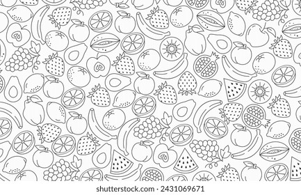 Vector fruits pattern. Fruits seamless background