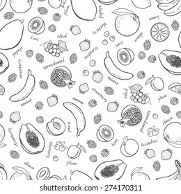 Vector fruits pattern. Fruits seamless background