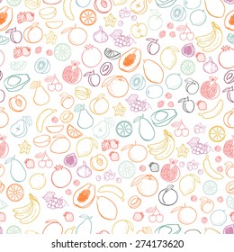 Vector fruits pattern. Fruits seamless background