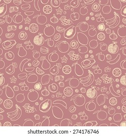 Vector fruits pattern. Fruits seamless background