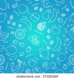 Vector fruits pattern. Fruits seamless background