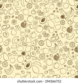 Vector fruits pattern. Fruits seamless background