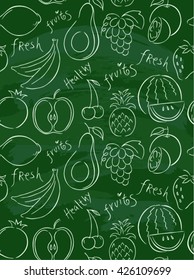 Vector fruits pattern. Fruits seamless background