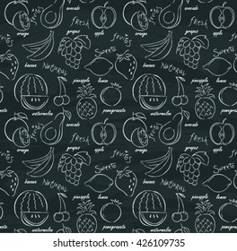 Vector fruits pattern. Fruits seamless background