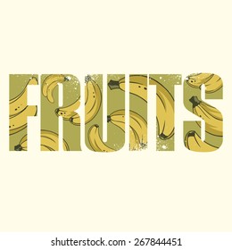 Vector fruits poster with double exposure effect
