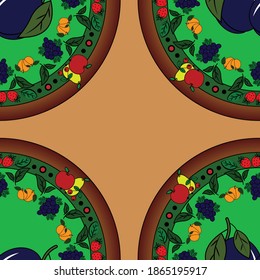 Vector fruits seamless pattern on light background. Decorative element