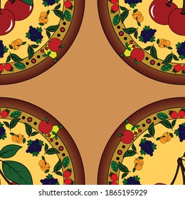 Vector fruits seamless pattern on light background. Decorative element