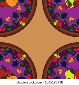 Vector fruits seamless pattern on light background. Decorative element