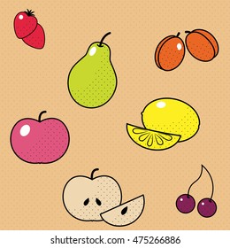Vector Fruits Set. Pattern Texture.