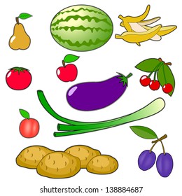 Vector fruits and vegetables