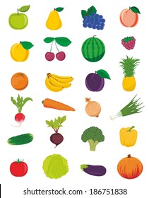 Vector fruits and vegetables