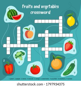 Vector Fruits Vegetables Crossword Puzzle Children Stock Vector ...