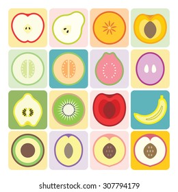 Vector fruits and vegetables icons set 1