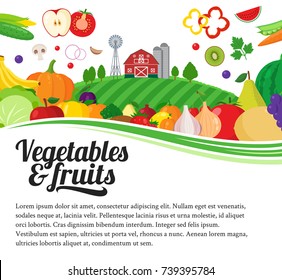 Vector fruits and vegetables illustration