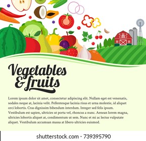 Vector fruits and vegetables illustration