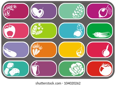 vector fruits and vegetables vector labels set