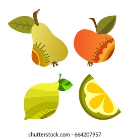 Vector fruits and vegetables on a white background