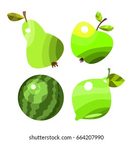 Vector fruits and vegetables on a white background