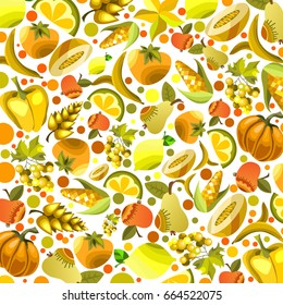 Vector fruits and vegetables on a white background