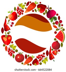 Vector fruits and vegetables on a white background