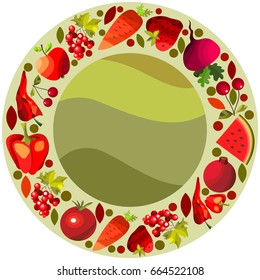 Vector fruits and vegetables on a white background