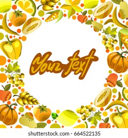 Vector fruits and vegetables on a white background