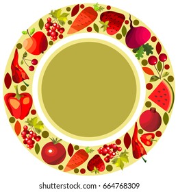 Vector fruits and vegetables on a white background