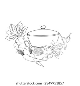 Vector fruits and vegetables with white background.