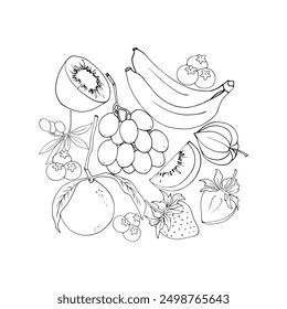 Vector fruits and vegetables with white background.