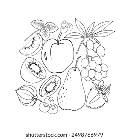 Vector fruits and vegetables with white background.