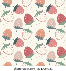 Fruto vectorial fresa patrón sin fisuras. Fondo de verano de frutas. Puede utilizarse para imprimir, tejido, textil, papel de embalaje, etc.