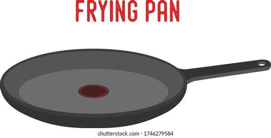 Pan de fritura vectorial, utensilios de cocina de acero para crepes. Utensil doméstico en estilo plano de caricatura.