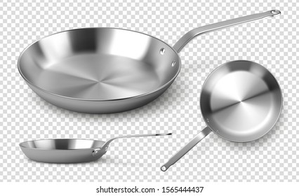 Vector frying pans on transparent background