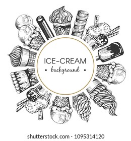 Vector ftame with graphic ice-cream