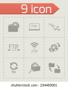 Vector FTP  icons set on grey background