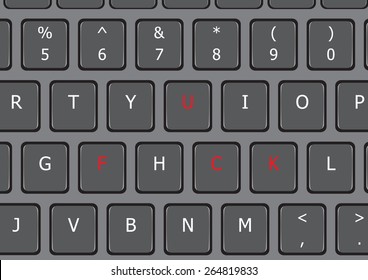 Vector fuck word on keyboard laptop unique surrounded.