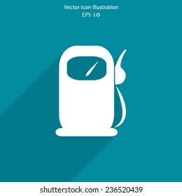 Vector fuel station web flat icon. Eps 10 illustration.