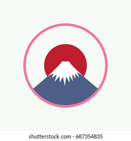 Vector Fuji Mountain Flat Icon, Flat Design Mountain Of Japan