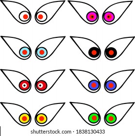 vector fulcoloured green, blue, red, yellow , green and black ghost eyes image.
ghost eyes illustration for Halloween
